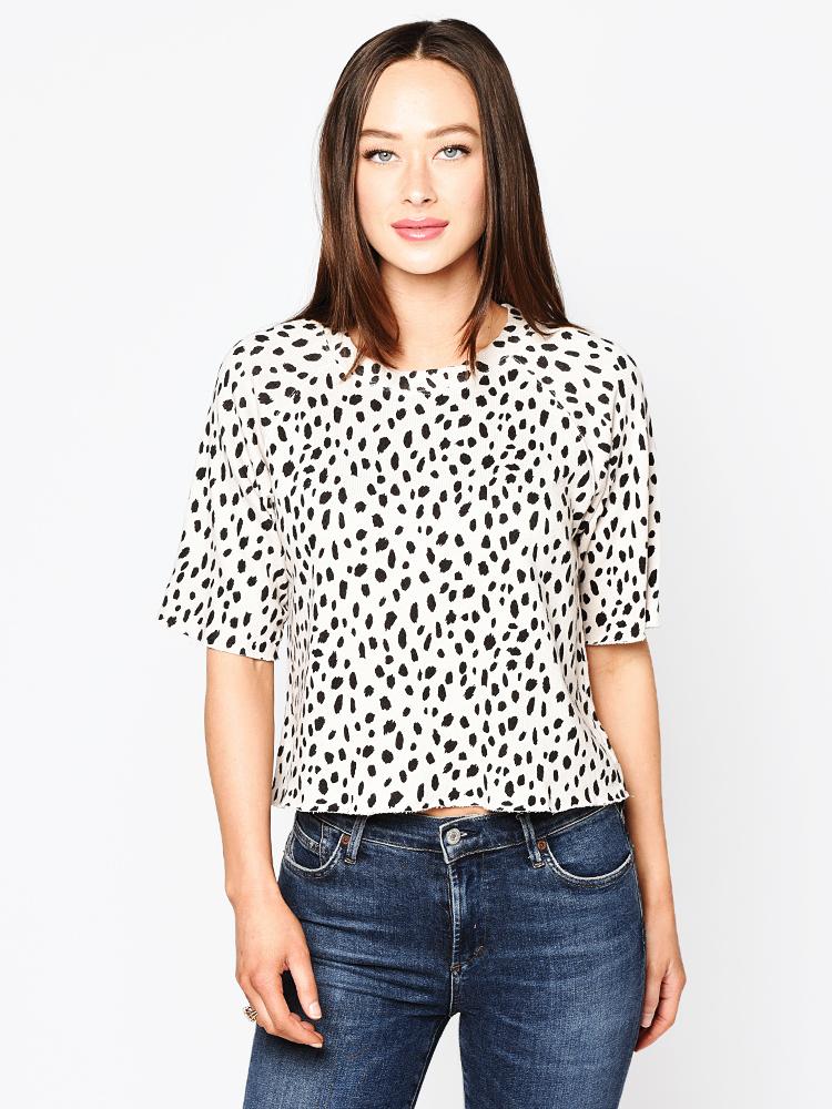 Monrow Cheetah Cut Off Sweatshirt - Saint Bernard