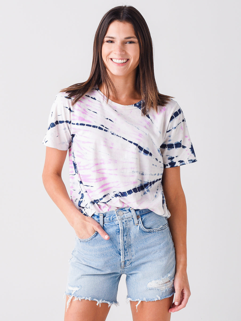 Monrow Women's Bamboo Burst Tie-Dye Oversized Crew Tee - Saint Bernard