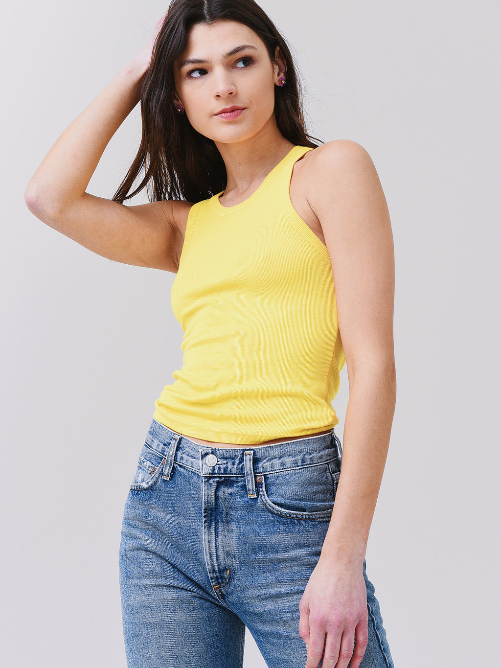 Monrow Women's Narrow Rib Tank Top - Saint Bernard