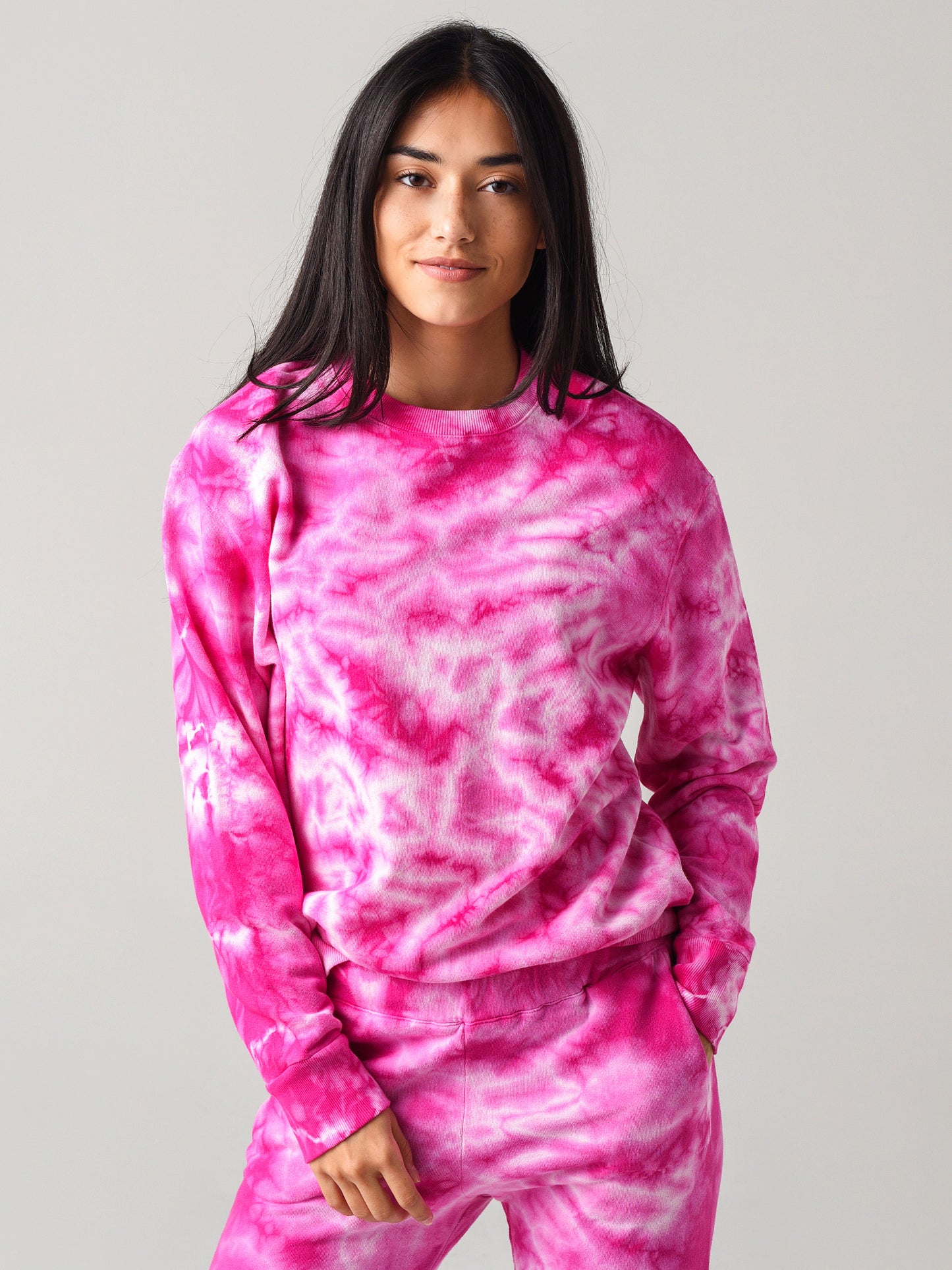 Monrow Women's Crystal Tie-Dye Boyfriend Sweatshirt - Saint Bernard