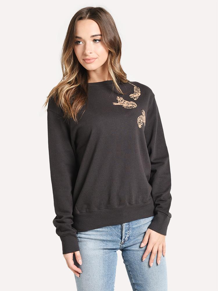 Monrow Women's Printed Tiger Boyfriend Sweatshirt - Saint Bernard