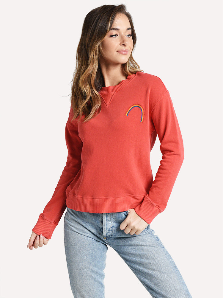 Monrow Slouchy Sweatshirt With Rainbow Embroidery - Saint Bernard