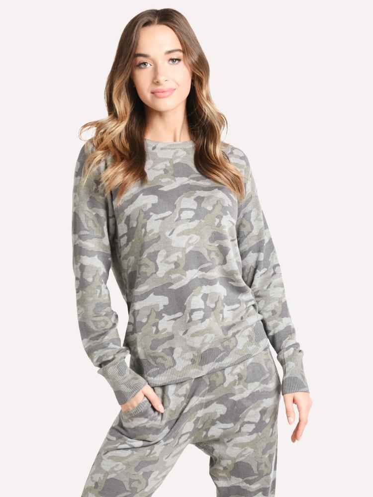 Monrow Women's Camo Raglan Sweater - Saint Bernard