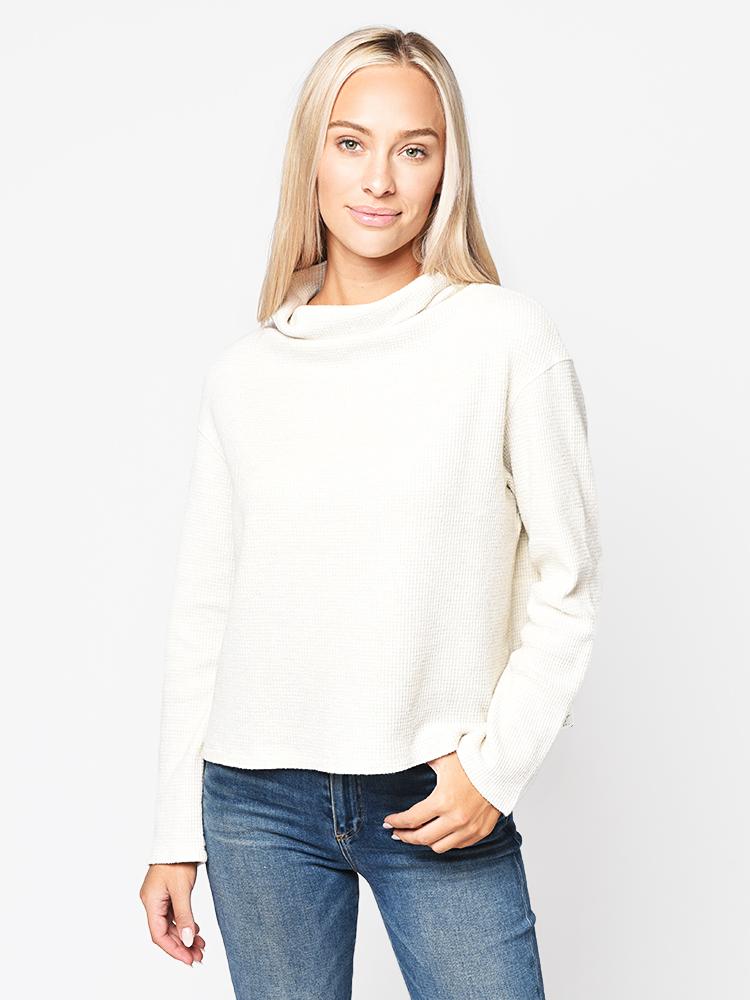 Monrow Women’s Cowl Neck Long Sleeve Top - Saint Bernard