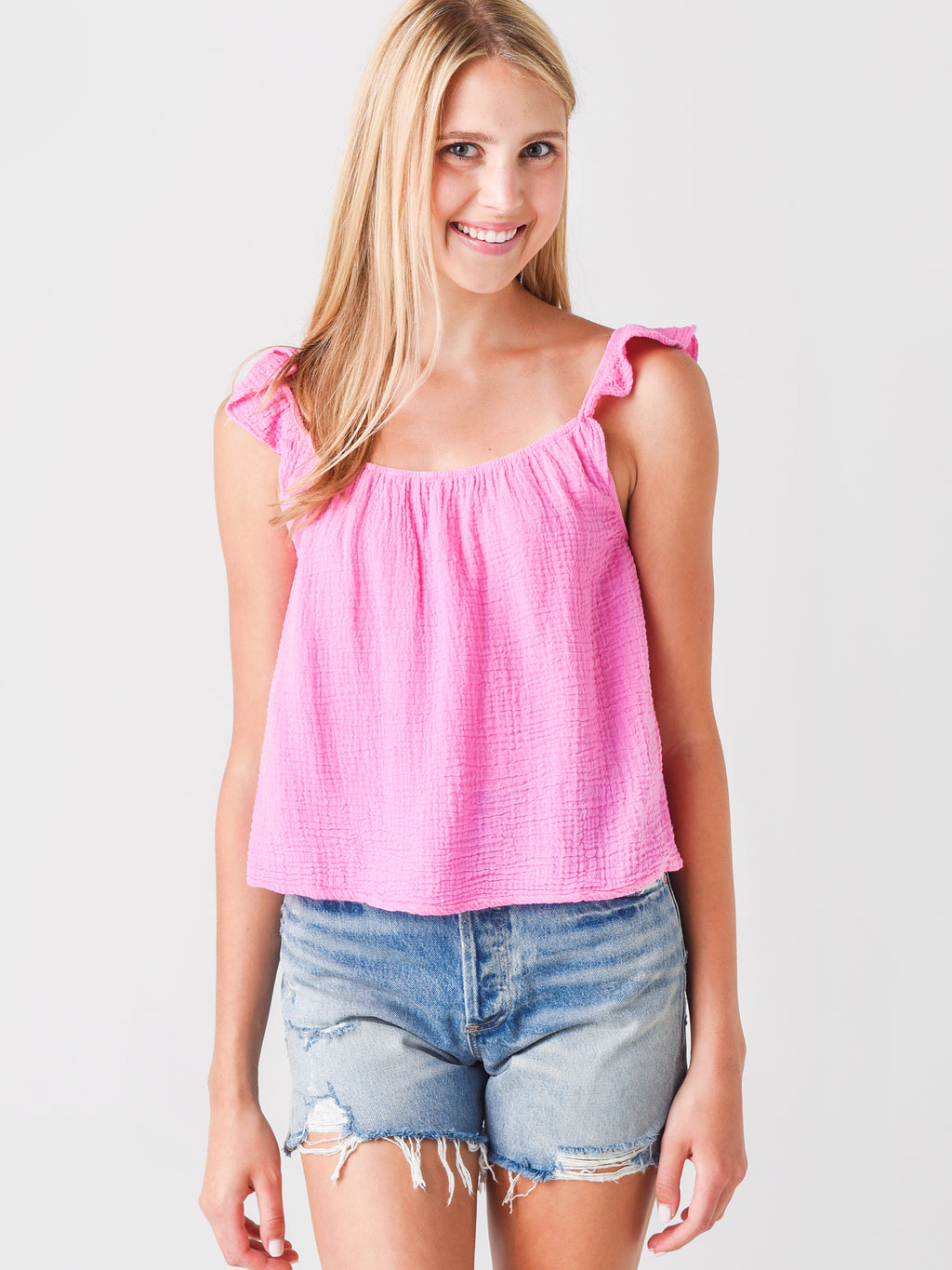 Monrow Women's Ruffle Tank - Saint Bernard