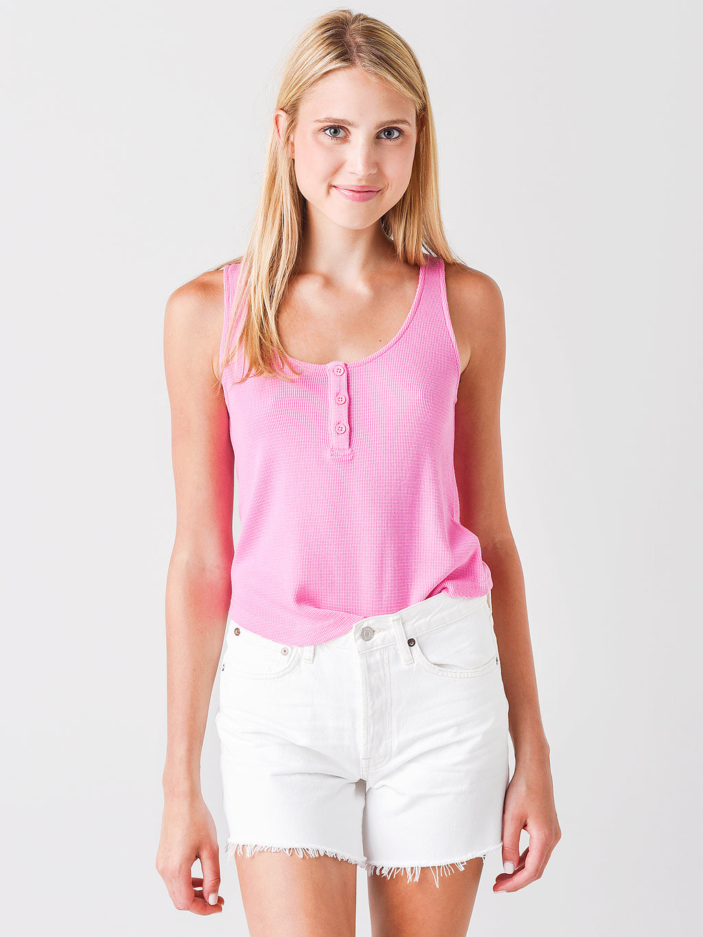 Monrow Women's Baby Henley Tank Top - Saint Bernard