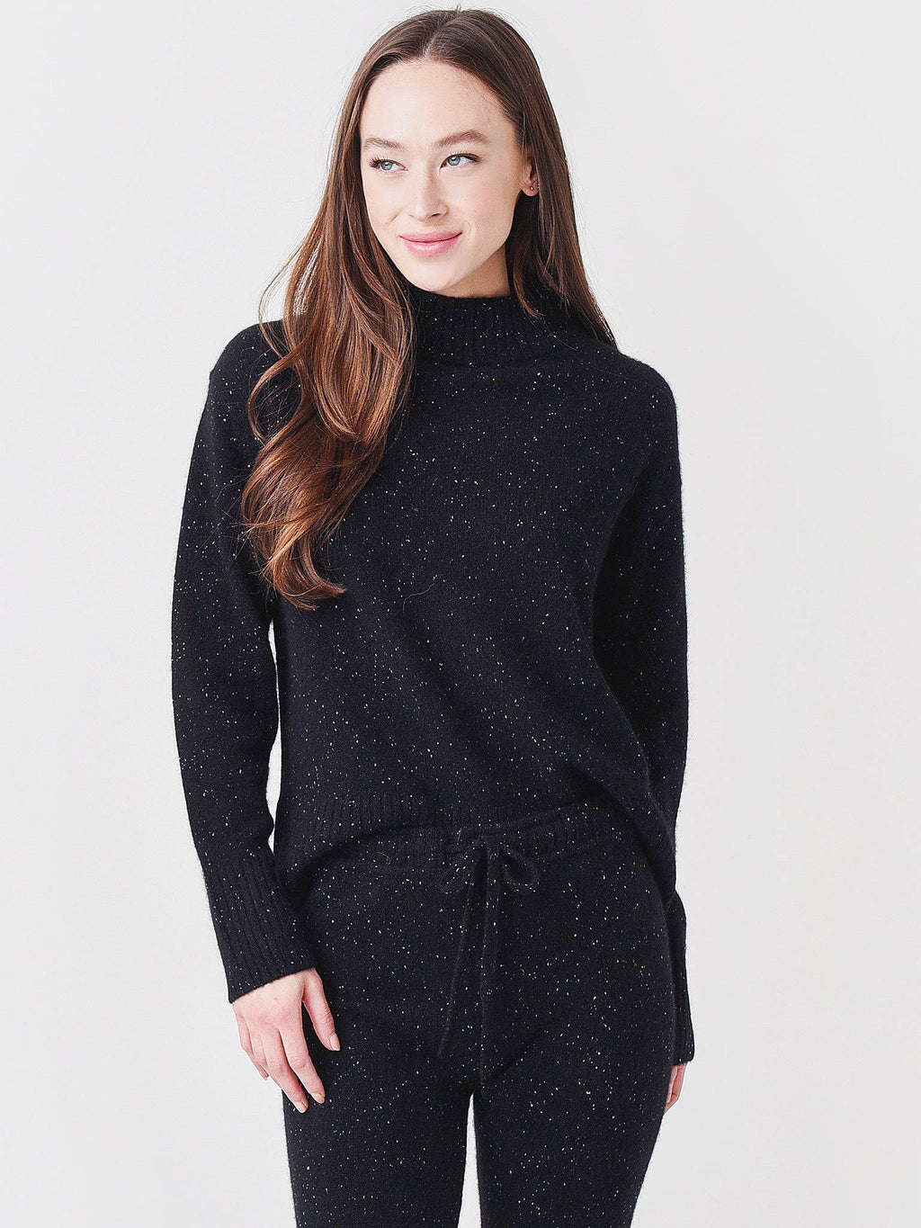 Monrow Women's Cashmere Neps Mock Neck Sweater - Saint Bernard