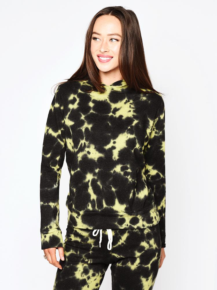 Monrow Pullover Hoody with Black Out Tie Dye - Saint Bernard