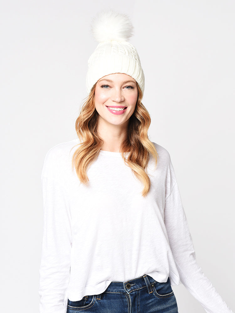 Mitchie’s Matchings Knit Hat With Fox Pom - Saint Bernard