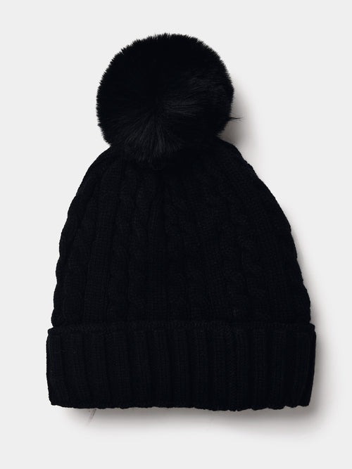 Mitchie’s Matchings Knit Hat With Fox Pom