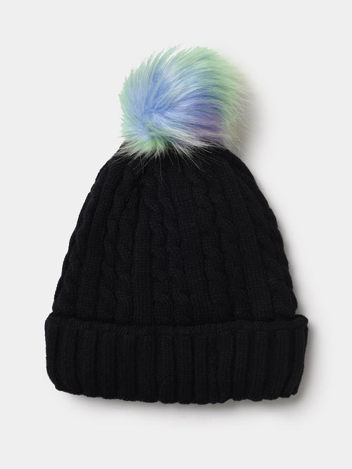 Mitchie’s Matchings Knit Hat With Fox Pom