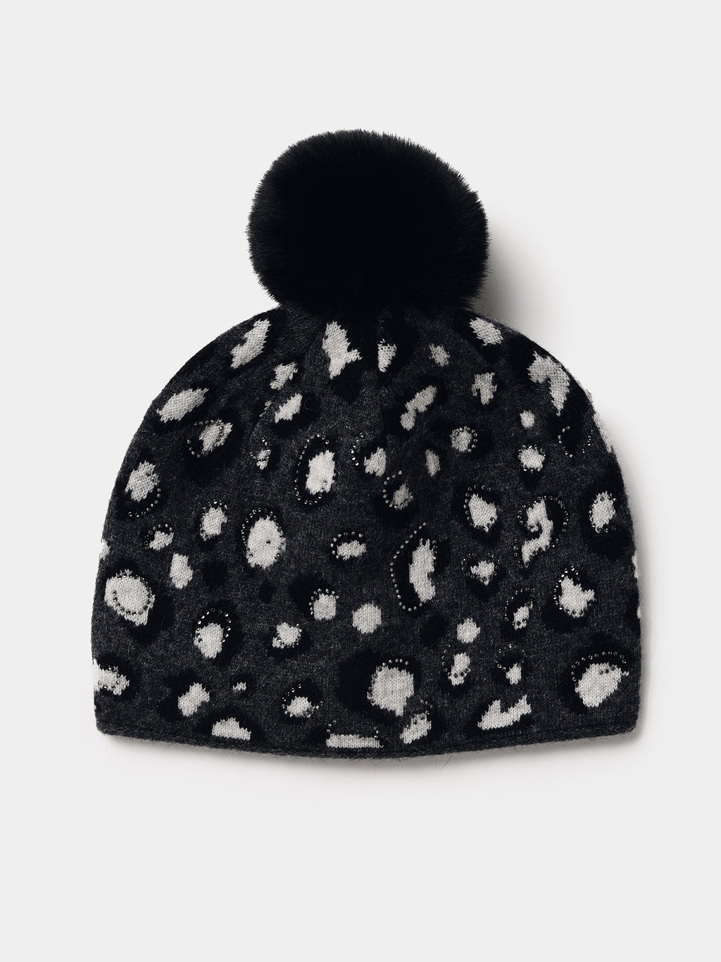 Mitchie's Matchings Women's Animal Print Hat With Crystals And Faux Fur Pom - Saint Bernard