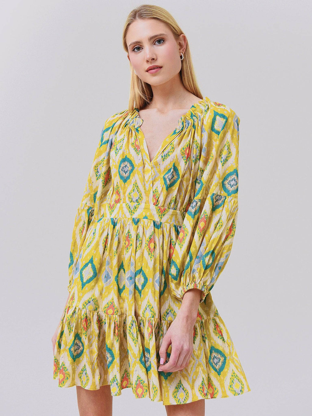 IKAT MINI DRESSxCHARTREUSE-alt1