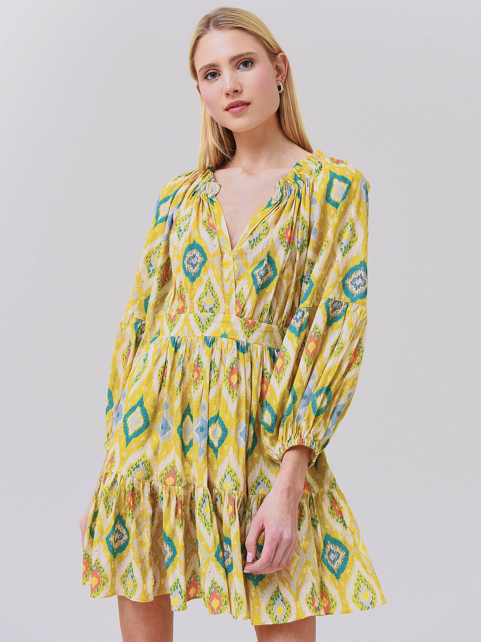 IKAT MINI DRESSxCHARTREUSE-alt1