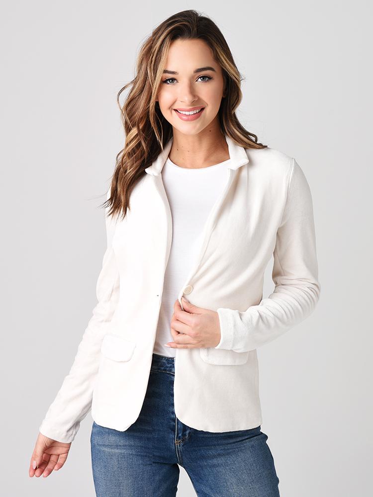 Majestic Women's Velour Long Sleeve One-Button Blazer - Saint Bernard