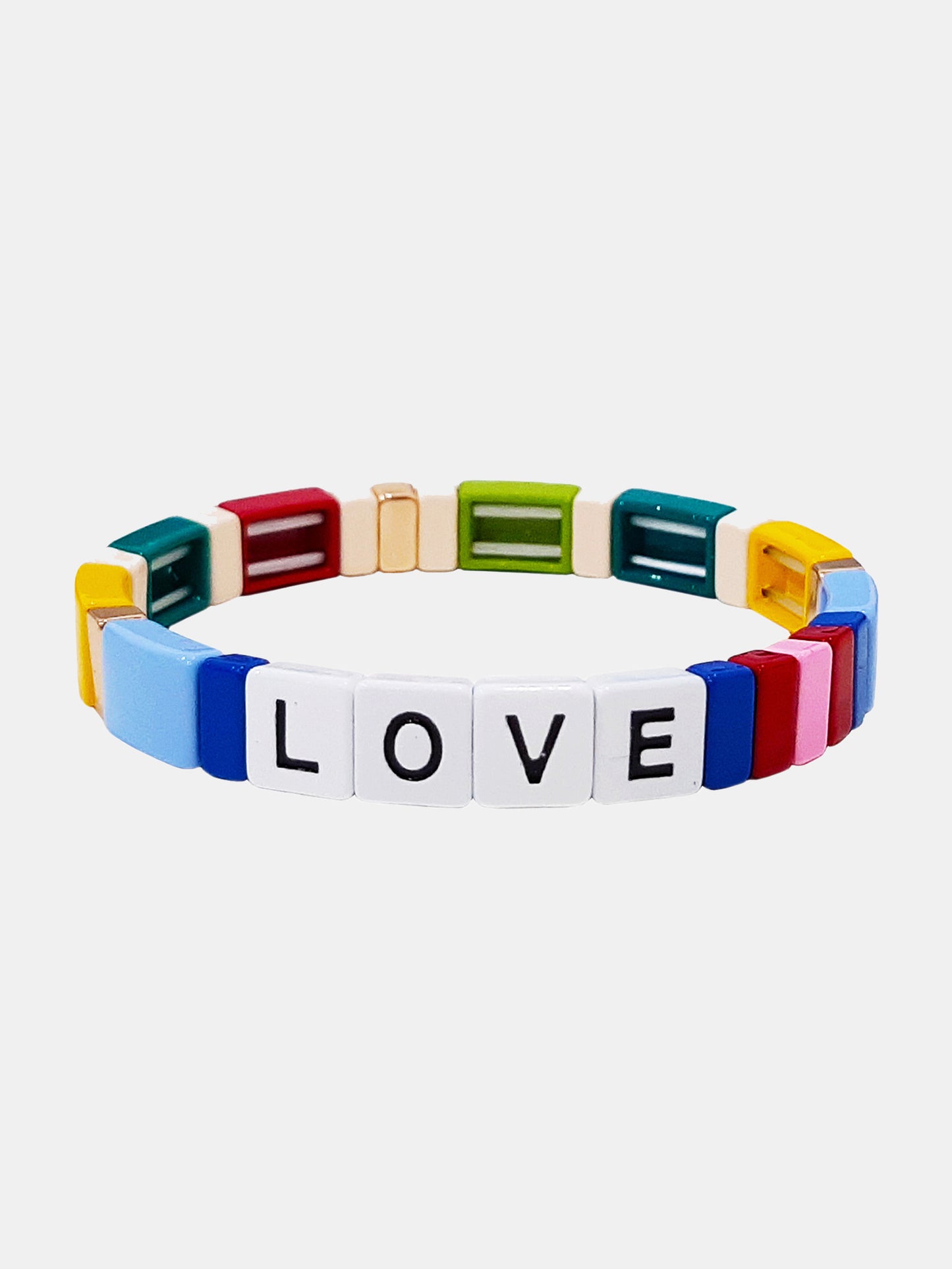 Tai Multi-Colored Love Alloy Beaded Stretch Bracelet