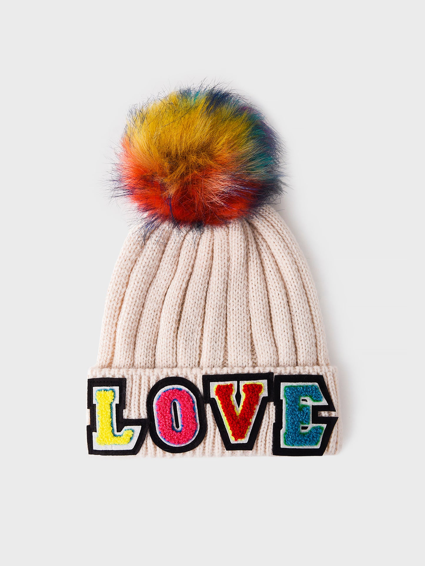Jocelyn Kids' Love Hat with Faux Fur Pom