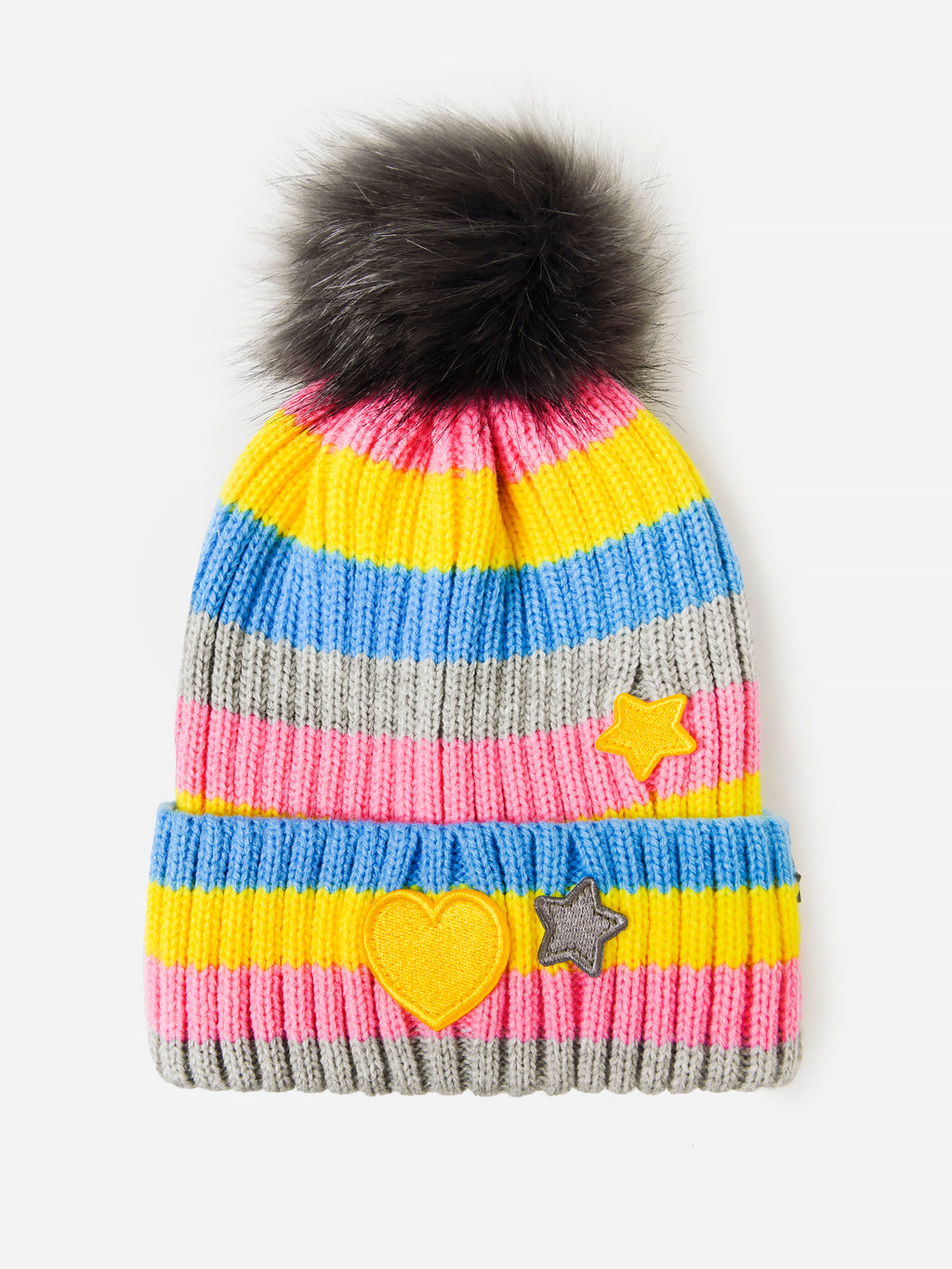 Jocelyn Girls' Striped Patch Knit Hat - Saint Bernard