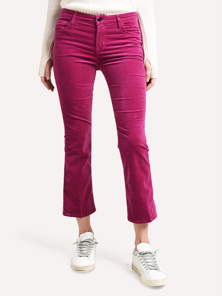 J Brand Women's Selena Mid-Rise Cropped Boot Cut Velvet Pant - Saint Bernard