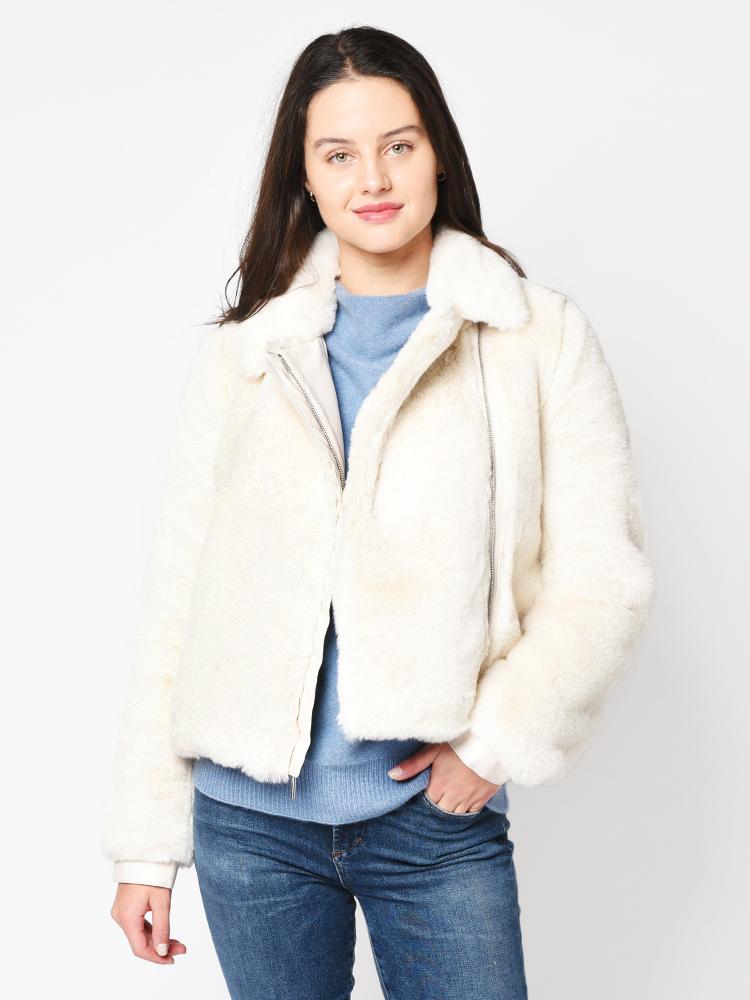 J Brand Isleen Faux Fur Jacket - Saint Bernard