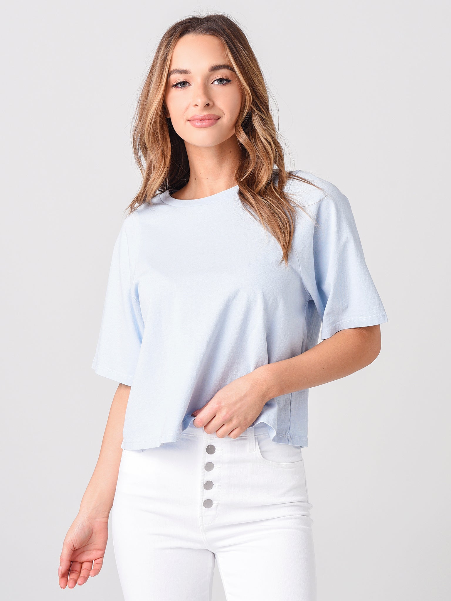 J Brand Women's Lillie Shrunken Short-Sleeve Tee - Saint Bernard