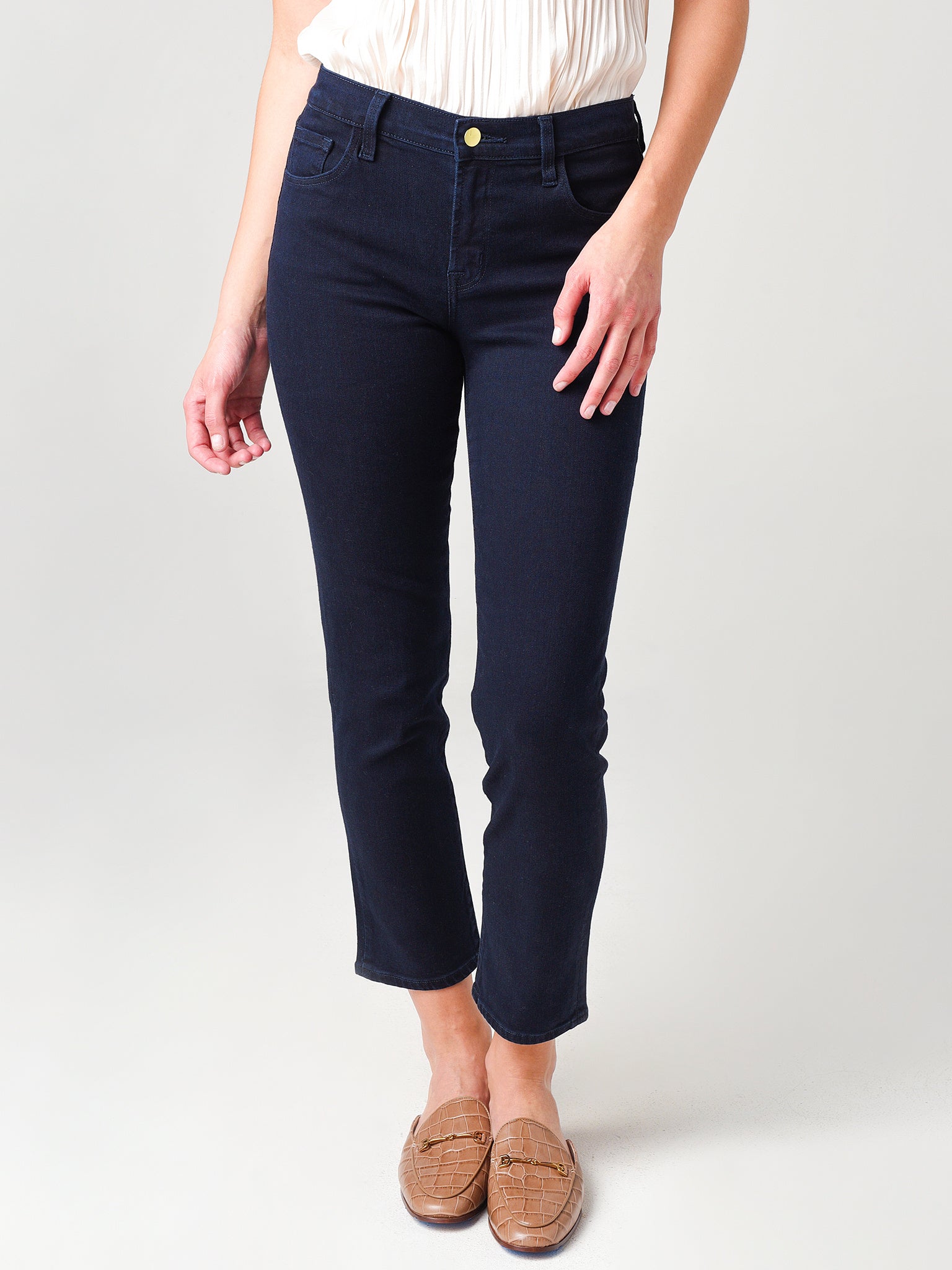 J Brand Women's Adele Mid-Rise Straight Jean - Saint Bernard