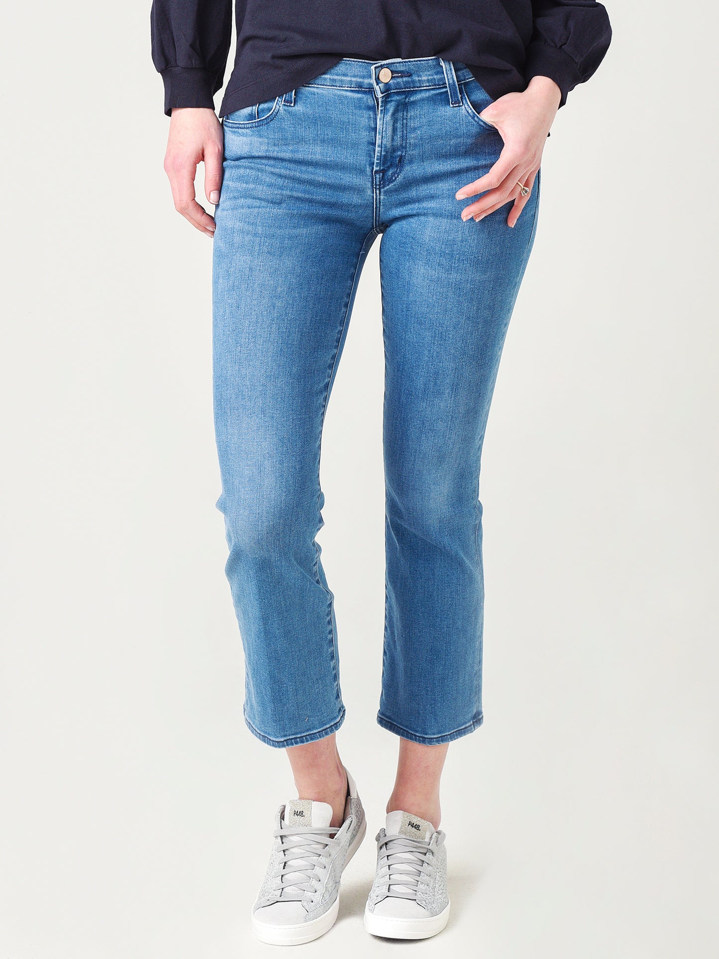 J Brand Women's Selena Mid-Rise Crop Boot Jean - Saint Bernard