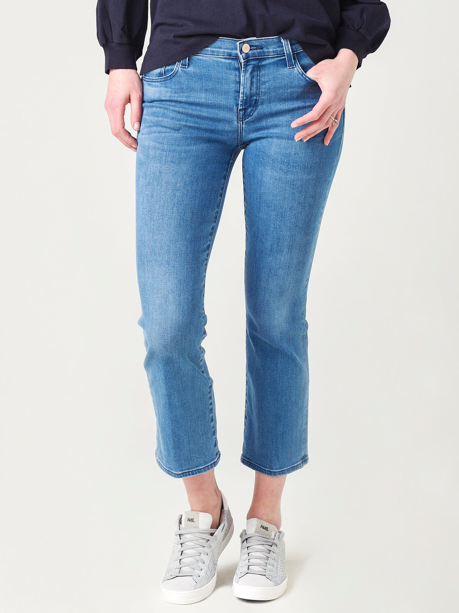 J Brand Women's Selena Mid-Rise Crop Boot Jean - Saint Bernard