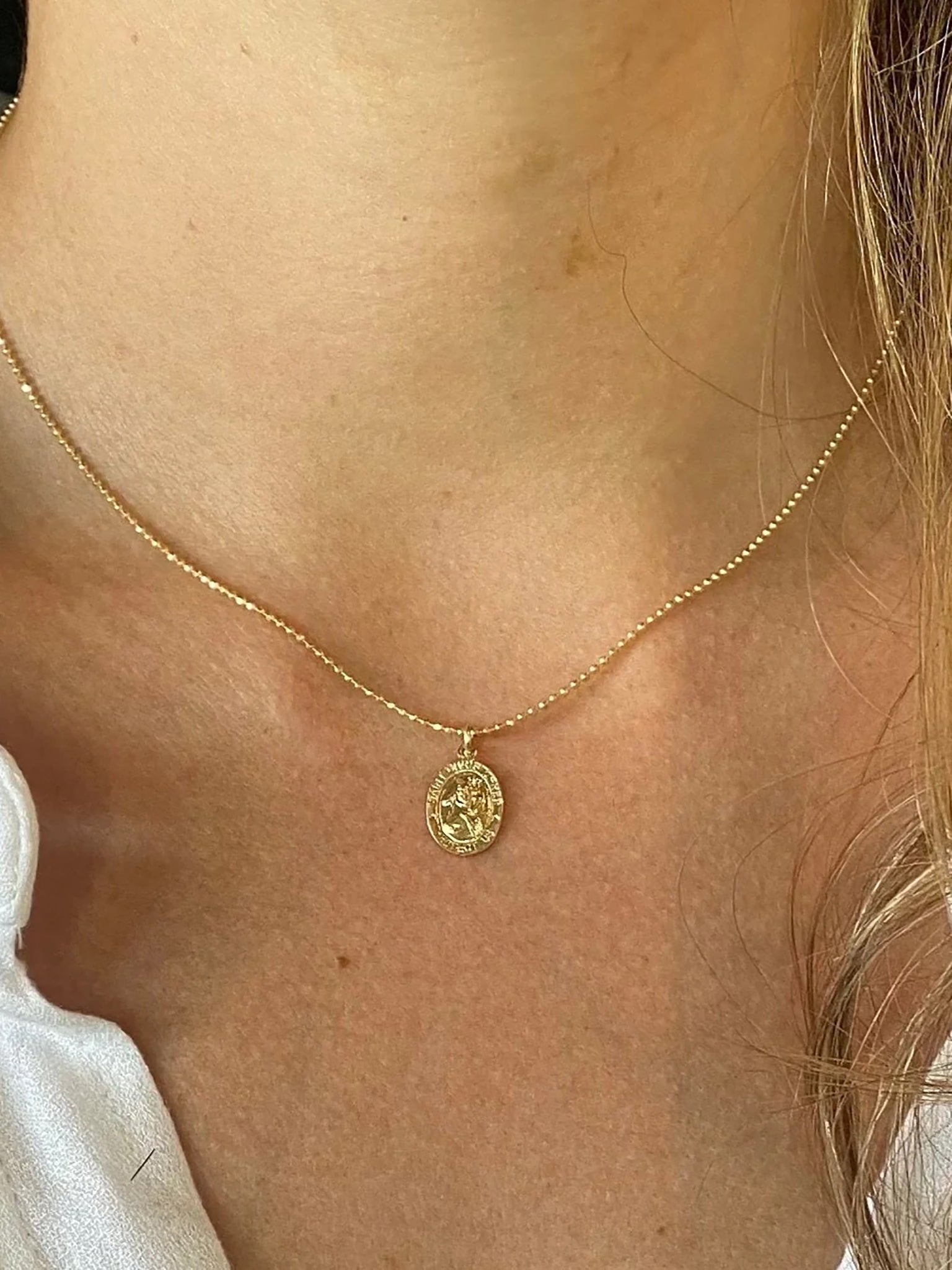 L & T Heirlooms Second Hand 9ct Gold St Christopher Pendant Necklace, Dated  Circa 1992 at John Lewis & Partners
