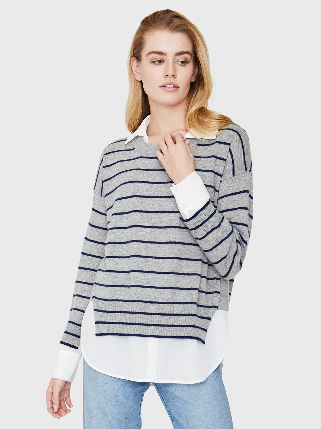 Brochu Walker Women's The Looker Layered Stripe Crewneck Top - Saint Bernard