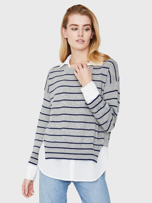 Brochu Walker Women's The Looker Layered Stripe Crewneck Top - Saint Bernard