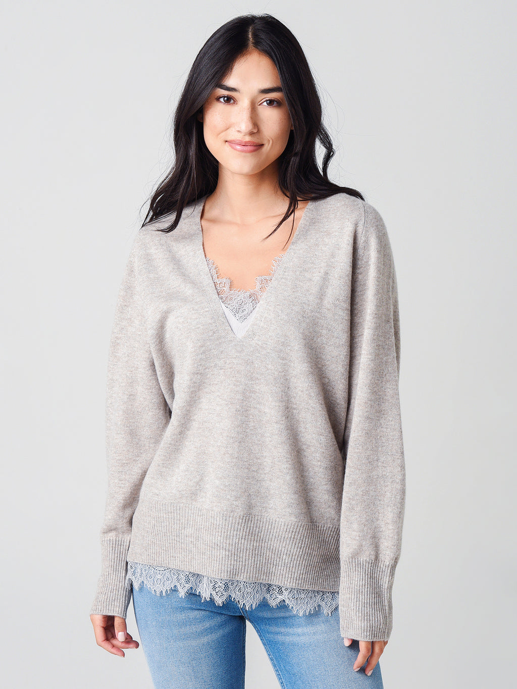 Brochu Walker Women’s The Lace Vee Layered Pullover - Saint Bernard