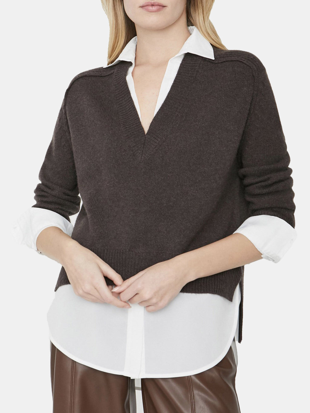 Brochu Walker Women's The Alum V-Neck Layered Looker Sweater - Saint Bernard