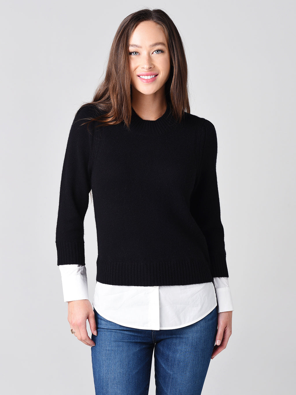 Brochu Walker Women's Eton Layered Crew Looker Sweater - Saint Bernard
