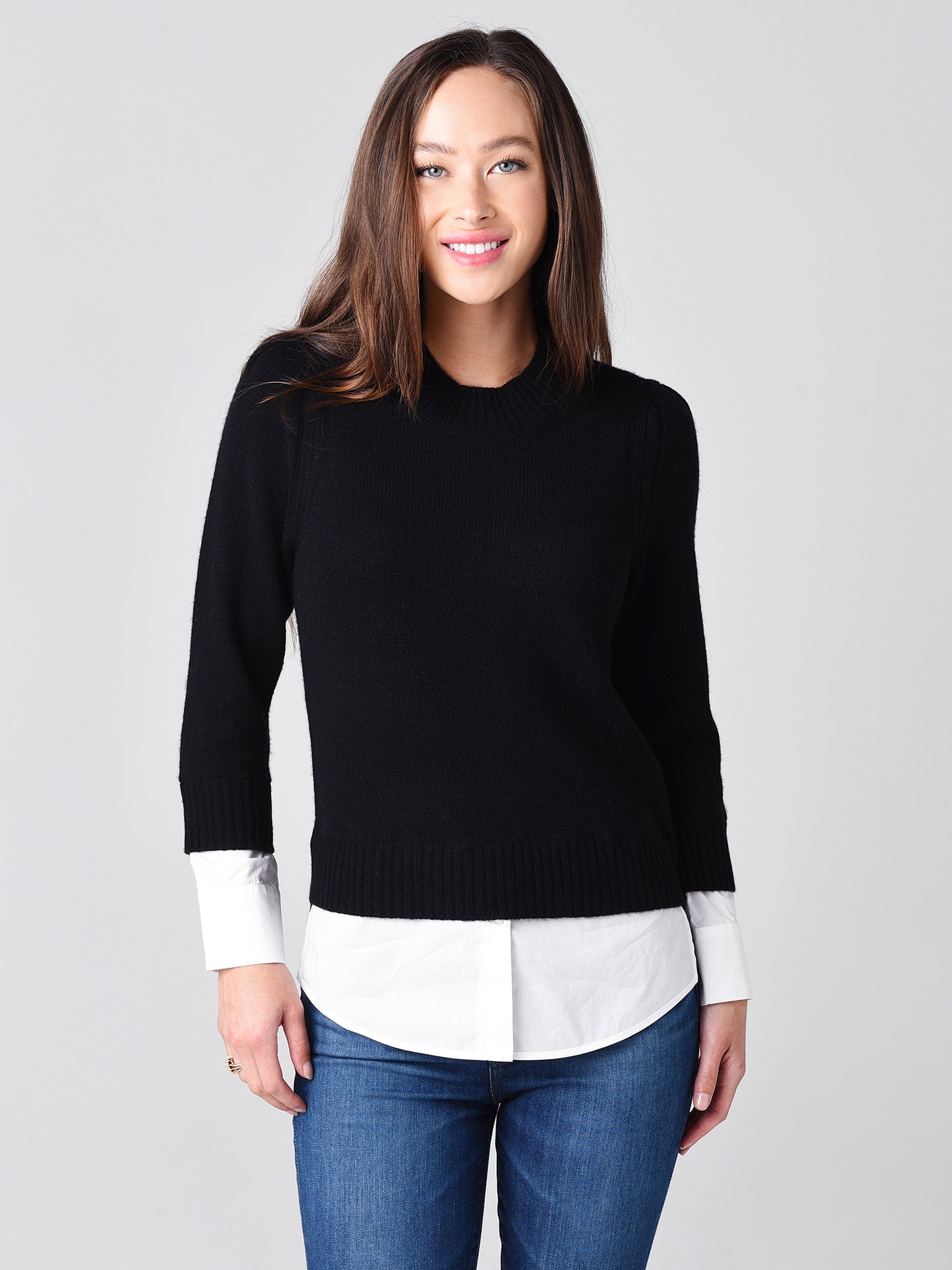 Brochu Walker Women's Eton Layered Crew Looker Sweater - Saint Bernard