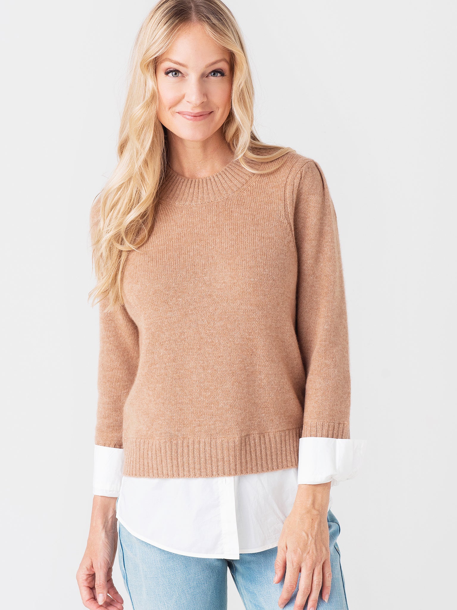 Brochu Walker Women's Eton Layered Crew Looker Sweater - Saint Bernard