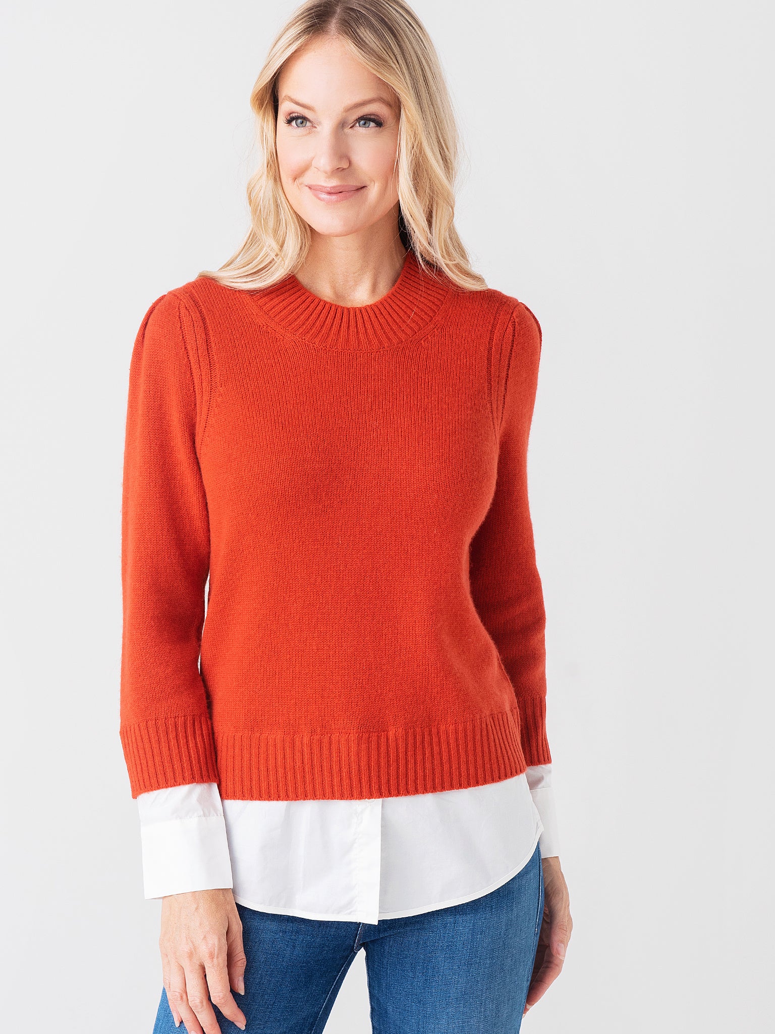 Brochu Walker Women's Eton Layered Crew Looker Sweater - Saint Bernard