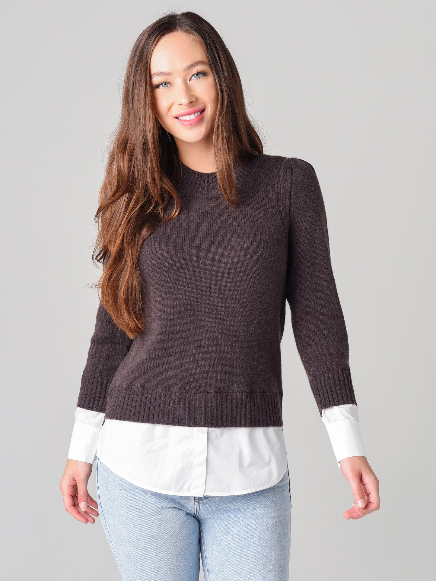 Brochu Walker Women's Eton Layered Crew Looker Sweater