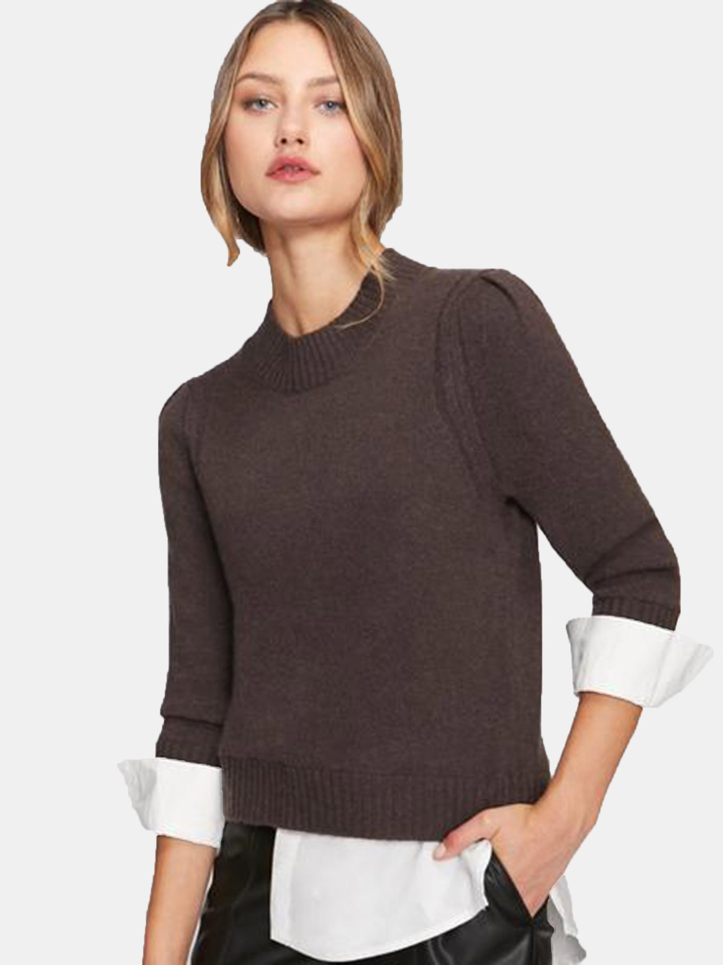 Brochu Walker Women's Eton Layered Crew Looker Sweater - Saint Bernard