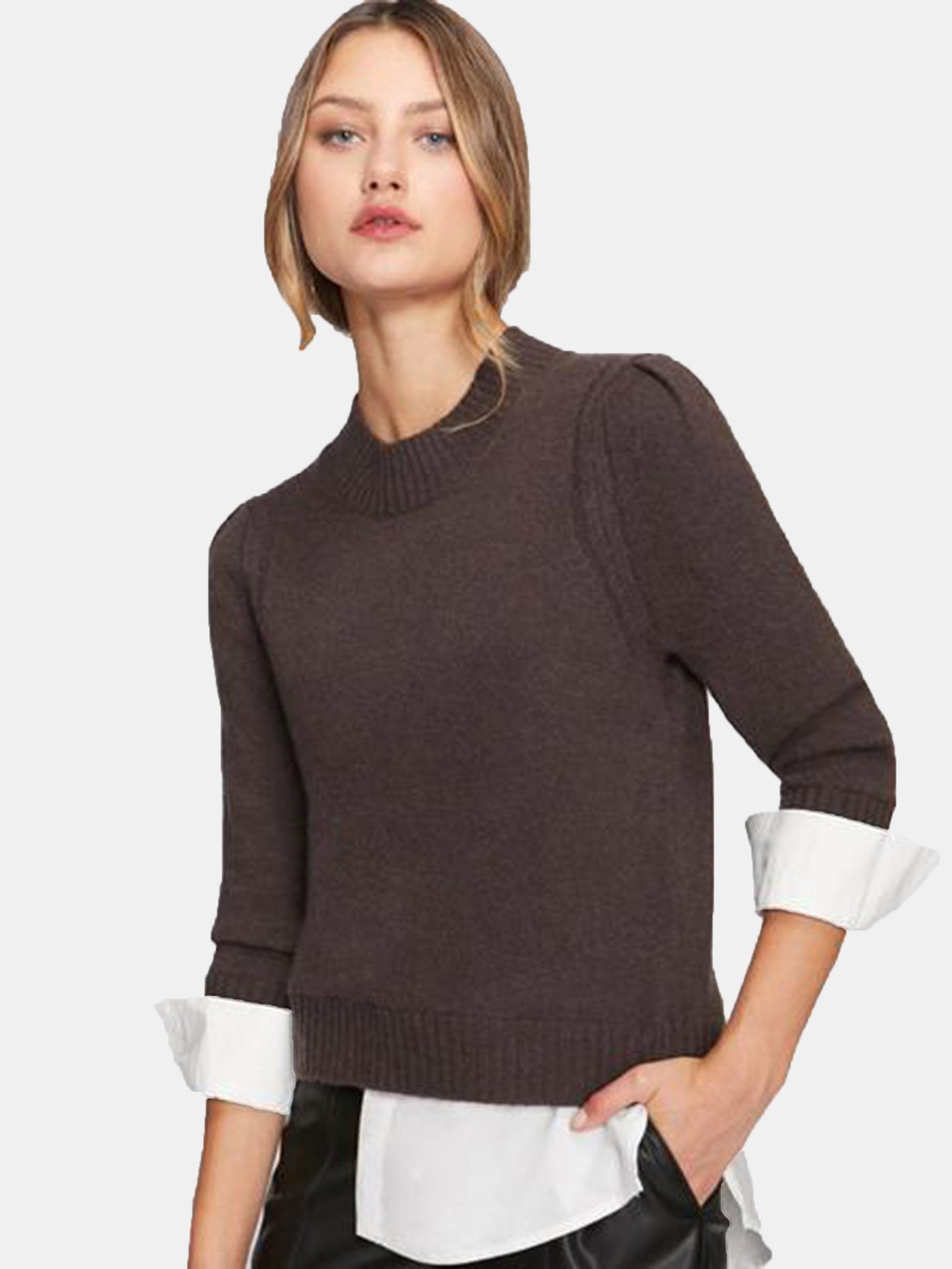 Brochu Walker Women's Eton Layered Crew Looker Sweater - Saint Bernard