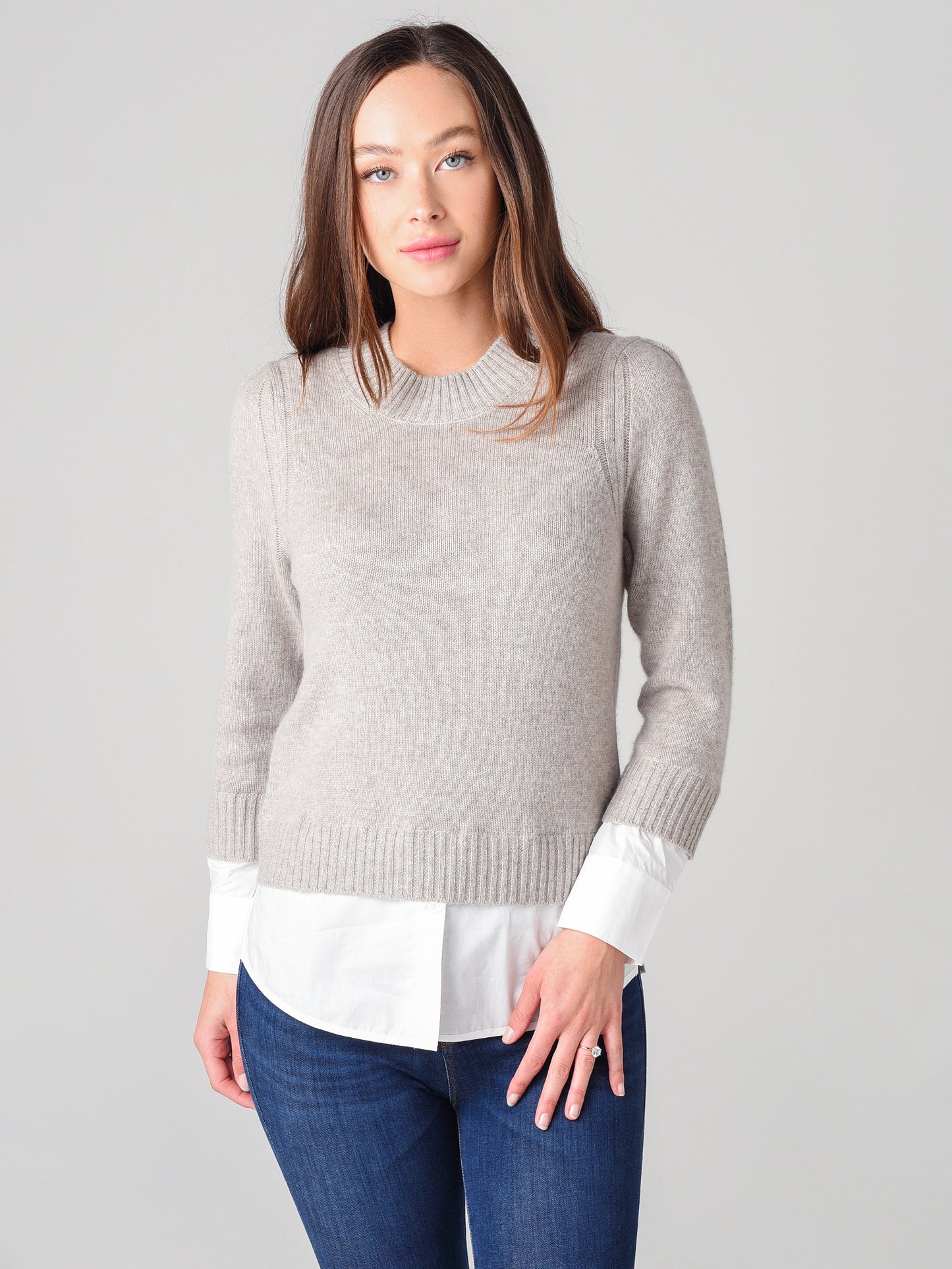 Brochu Walker Women's Eton Layered Crew Looker Sweater - Saint Bernard