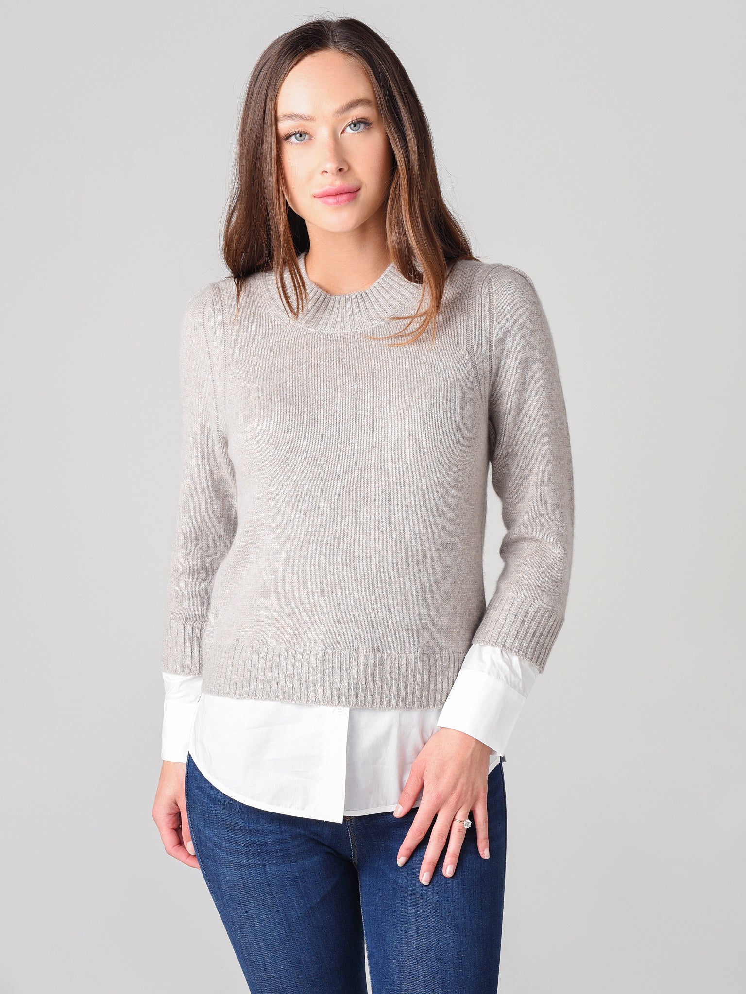 Brochu Walker Women's Eton Layered Crew Looker Sweater - Saint Bernard