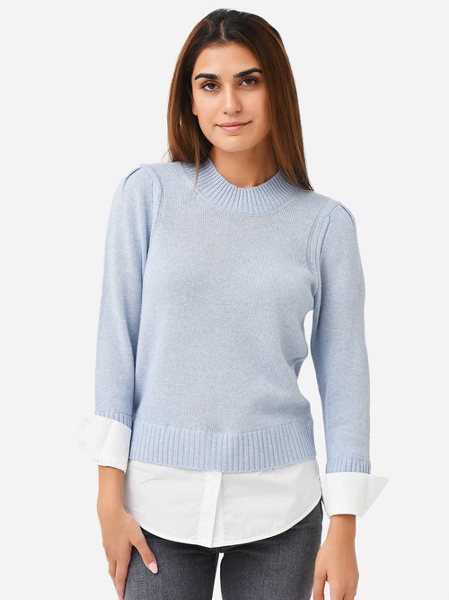 Brochu Walker Women's Eton Layered Crew Looker Sweater