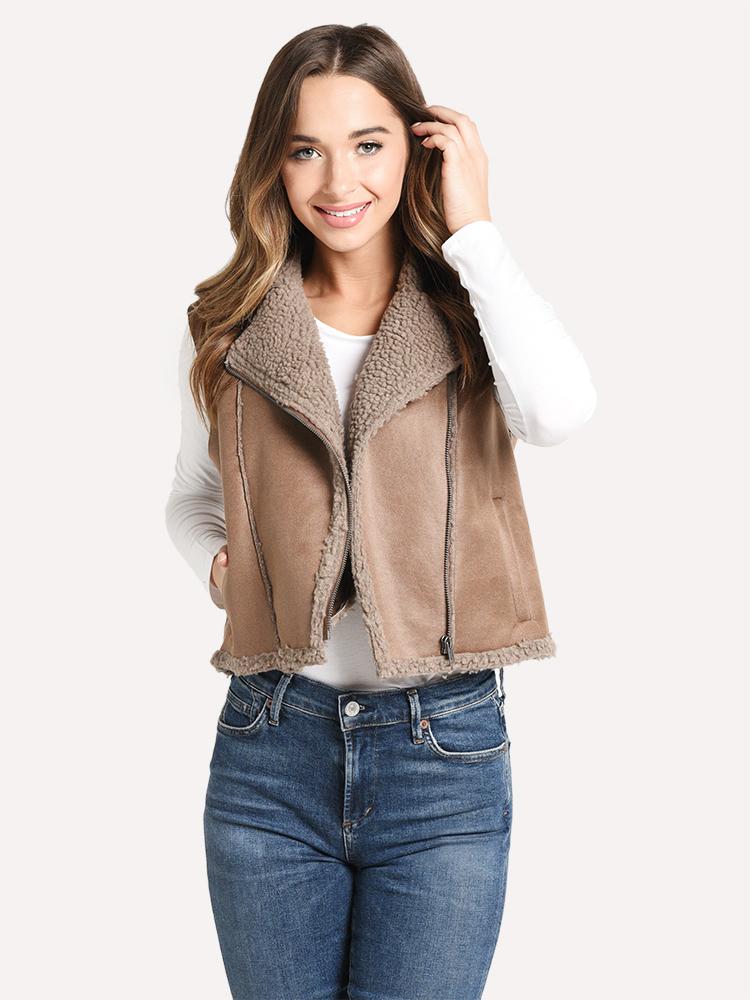 Jack Women's Back in Time Faux Suede and Shearling Vest