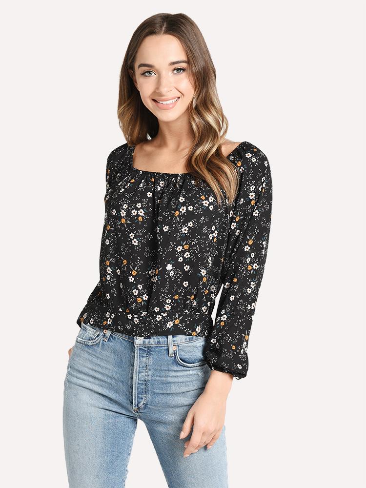 Jack Women's Shoulder Show-Off Printed Top - Saint Bernard