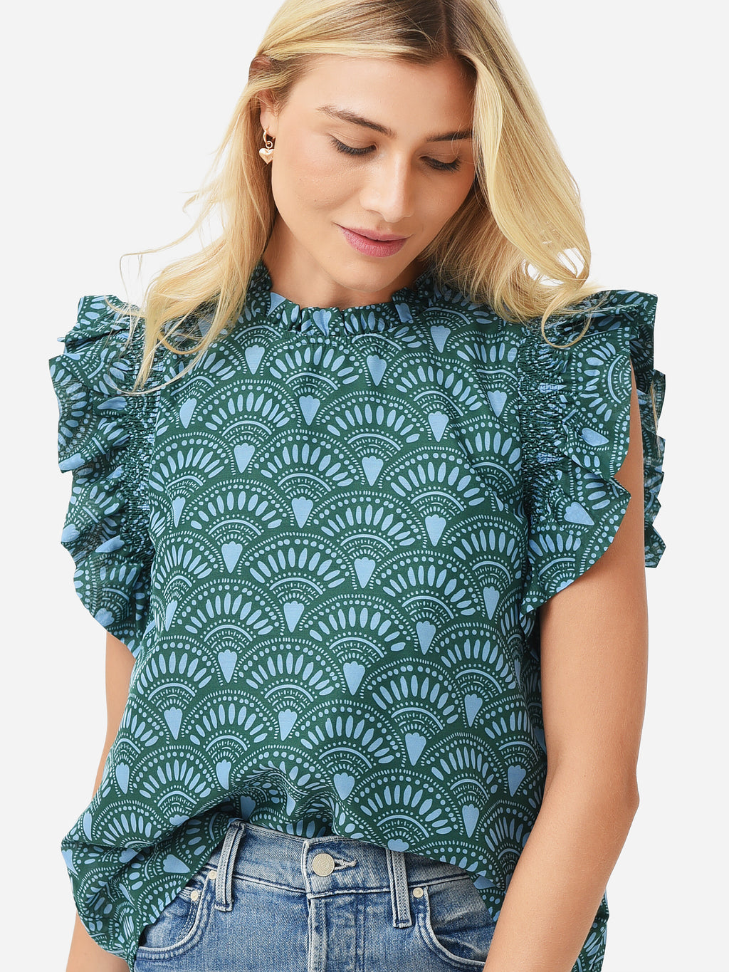 J. Marie Women's Norah Ruffle Sleeve Top - Saint Bernard