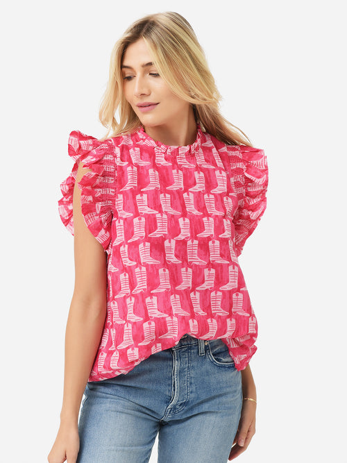 J. Marie Women's Dolly Ruffle Sleeve Top