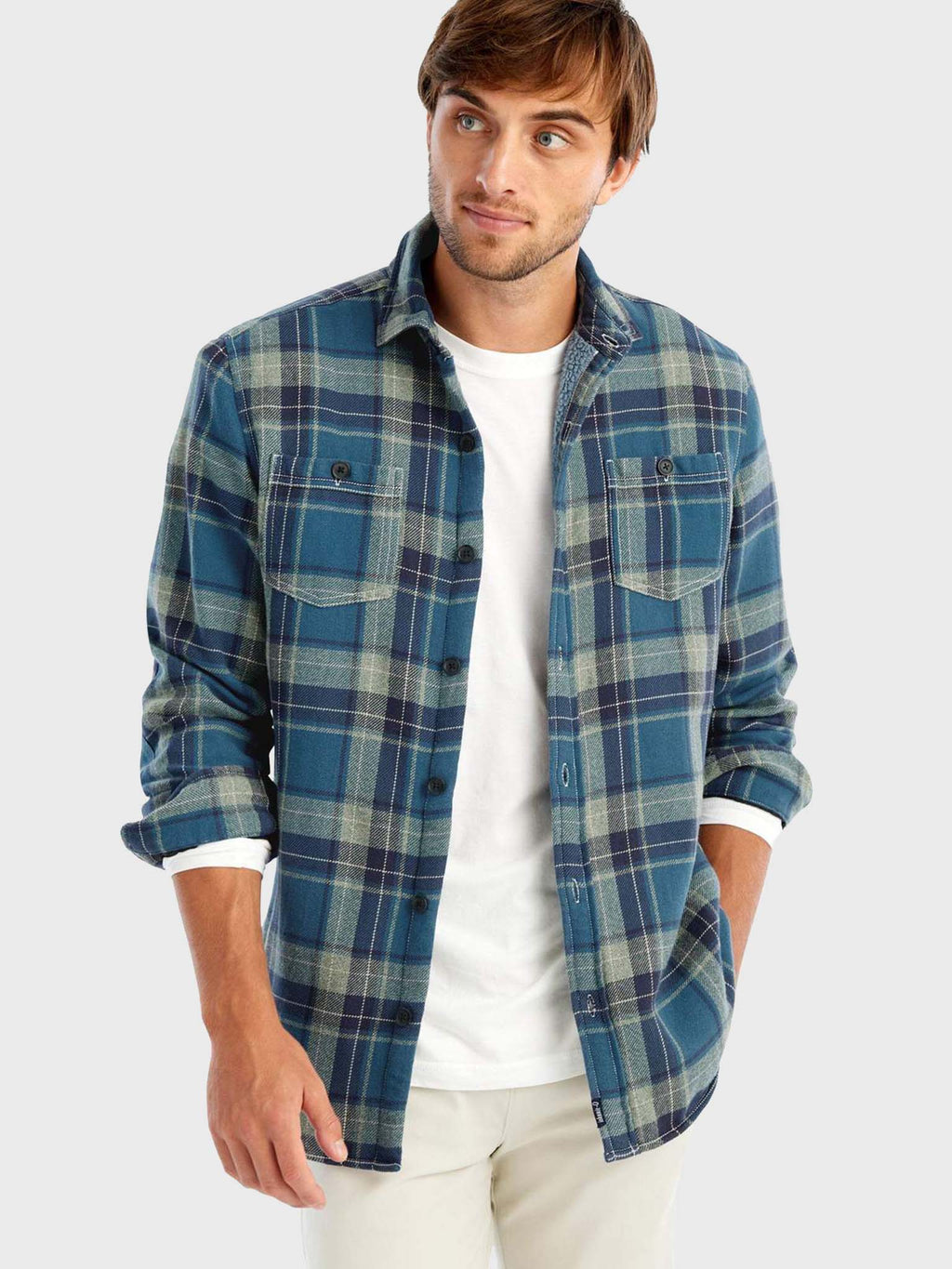 Johnnie-O Men's Spivey Sherpa Lined Shirt Jacket - Saint Bernard