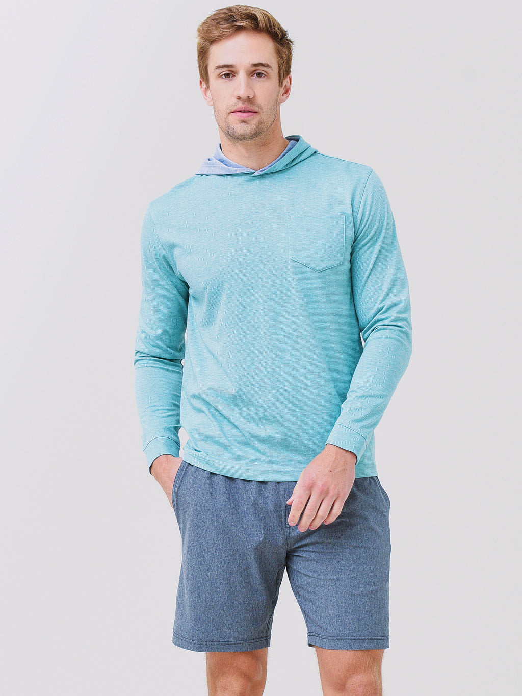 Johnnie-O Men's Gunnar Striped Long Sleeve Hooded T-Shirt - Saint Bernard