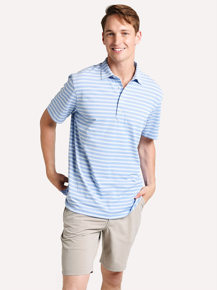 Johnnie-O Men's Airlie Striped Prep-Formance Pique Polo - Saint Bernard